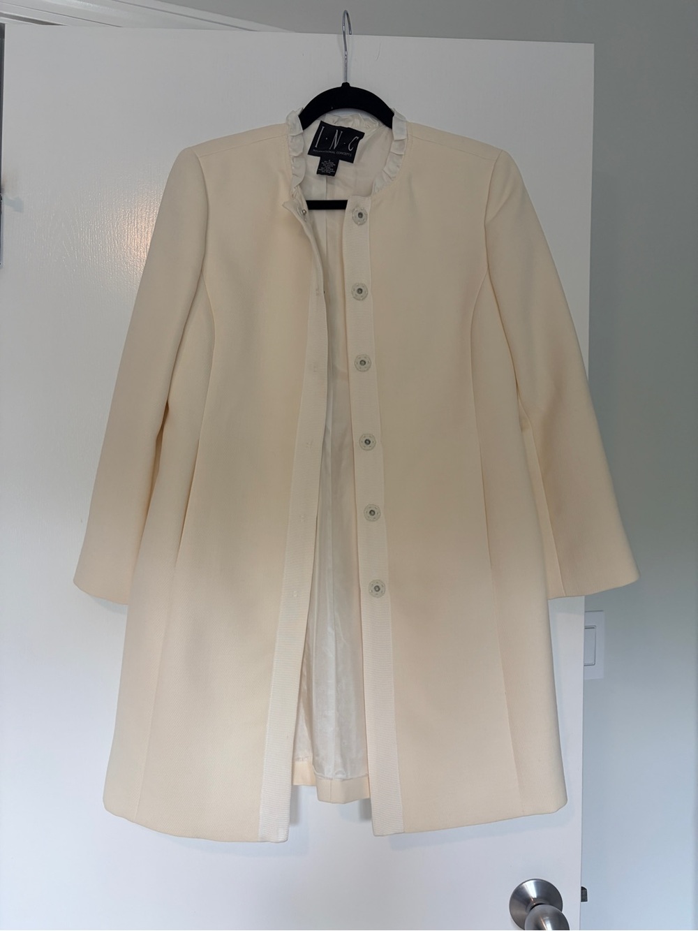 INC International Concepts Cream Button-Front Wool blend Coat Sz S